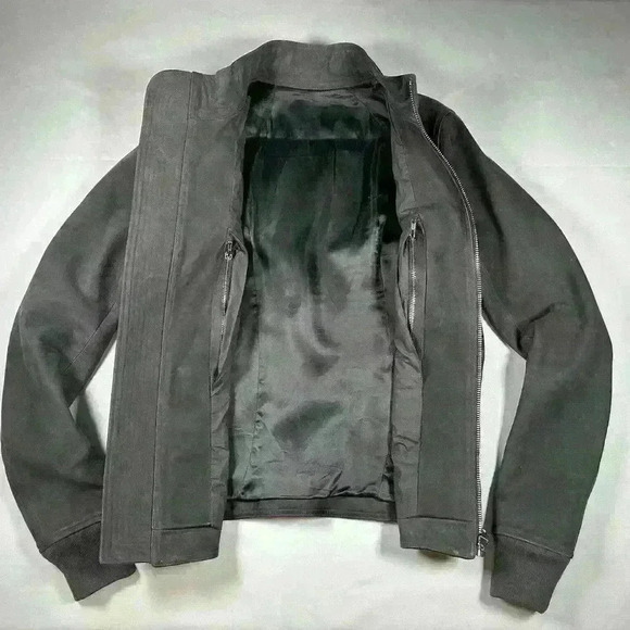 RICK OWENS Men Zipped Calf Leather Jacket in Dark Dust Size 38US - Picture 13 of 16